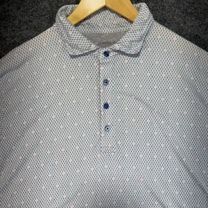 Johnnie-O Vestal Linxter Golf Polo Mens Large Monsoon Blue Geometric Diamond